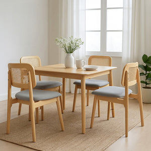 Levede Dining Chair Wood Rattan Armless Natural x4-1996005487698644999