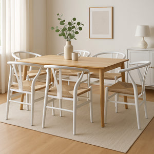 Levede 6x Dining Chairs Wooden Hans White-1996005472645287943