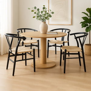Levede 4x Dining Chairs Wooden Hans Black-1996005471907090439