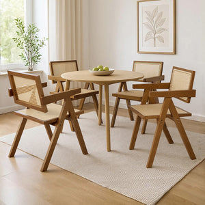 Levede 4x Walnut Wicker Armchair Dining Chair-1996005481407188999