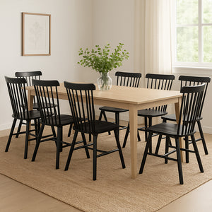 Levede 8x Dining Chairs Kitchen Winsor Black-1996005468836859911