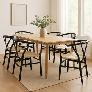 Levede 6x Dining Chairs Wooden Hans Black-1996005472083251207