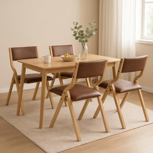 Levede 4x Dining Chairs Foldable PU Tan-1996005478429233159