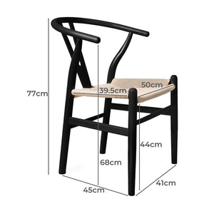 Levede 2x Dining Chairs Wooden Hans Black-1975420492953292802