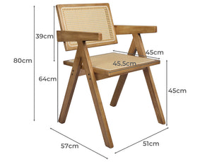 Levede 4x Dining Chair Solid Wood Rattan-1996005479674941442