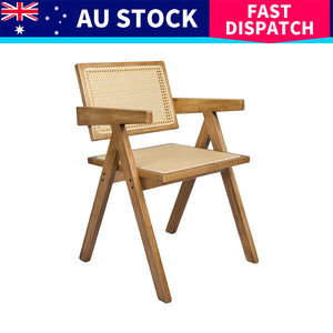 Levede 6x Dining Chair Solid Wood Rattan-1996005479893045256
