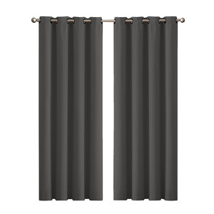 2x Blockout Curtains Panels 3 Layers Charcoal-1973194062274105344