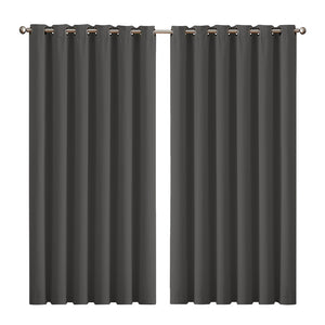 2x Blockout Curtains Panels 3 Layers Charcoal-1975420490784837632