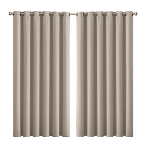 2x Blockout Curtains Panels 3 Layers Beige-1973194064174125056