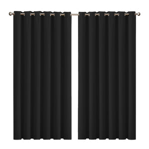 2x Blockout Curtains Panels 3 Layers Black-1975420490608676864