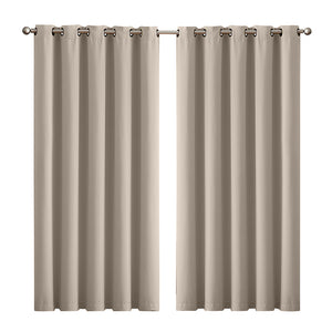 2x Blockout Curtains Panels 3 Layers Beige-1973194063431733248