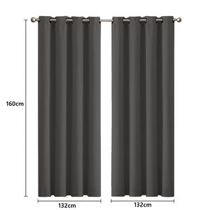 2x Blockout Curtains Panels 3 Layers Charcoal-1973194062274105346