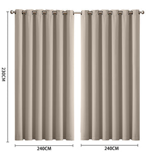 2x Blockout Curtains Panels 3 Layers Beige-1973194064174125058