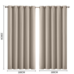 2x Blockout Curtains Panels 3 Layers Beige-1973194063431733250
