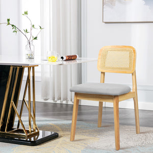 Levede Dining Chair Wood Rattan Armless Natural x6-1996005487874805766