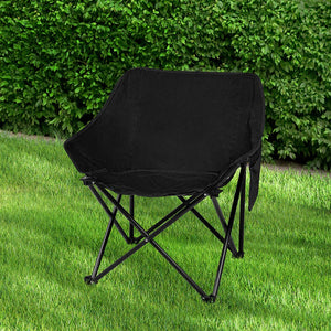 Levede Folding Camping Moon Chair Lightweight Black-1975420438540587014