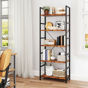 Levede 5-Tier Industrial Bookshelf Bookcase 157.5cm-1996005585740500998