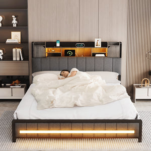 Levede Queen Bed Frame with Storage Headboard RGB LED-1996005429959856134