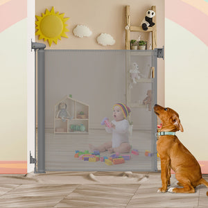 BoPeep Retractable Baby Safety Gates 150cm Grey 150 cm-1973193926219272198