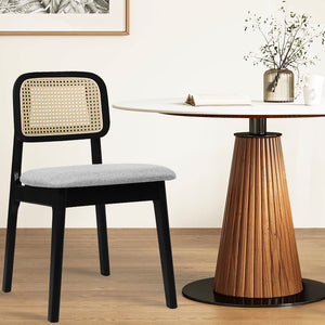 Levede Dining Chair Wood Rattan Armless Black x4-1996005487157579782