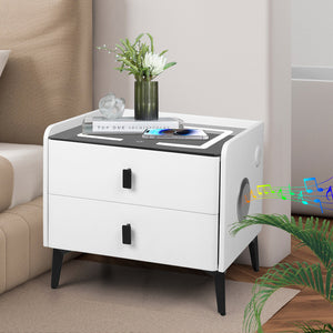 Levede Bedside Table LED Lights Drawers Storage-1996005372036517895