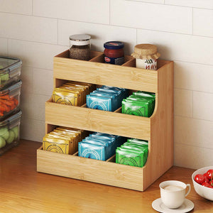 Toque Vertical Bamboo Tea Organizer Holds 180 Tea Bags-1996005512658948102