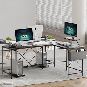 Levede Computer Desk Corner Desk Black-1996005368047734790