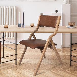Levede 4x Dining Chairs Foldable PU Tan-1996005478429233158