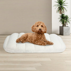 Pawz M Size Orthopedic Dog Bed with Sherpa Plush Removable Cover in White-1996005458556620806