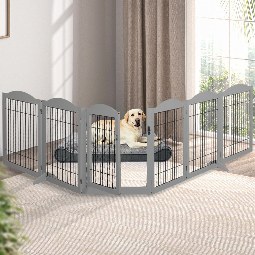 pawz-6-panels-pet-dog-playpen-puppy-grey-1973193674401648646