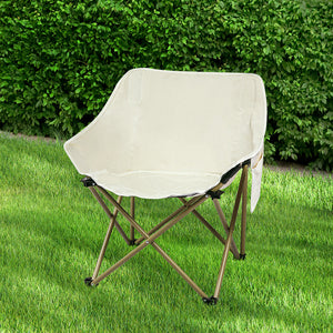 Levede Folding Camping Moon Chair Lightweight Beige-1975420438351843334