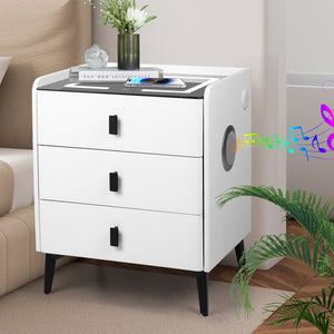 Levede Bedside Table LED Lights Drawers Storage-1996005372221067271