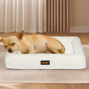 Pawz M Size Orthopedic Dog Bed with Corduroy Removable Cover Waterproof Washable Beige-1996005463891775494