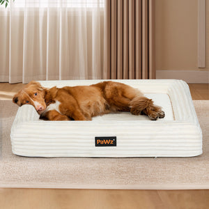 Pawz XXL Size Orthopedic Dog Bed with Corduroy Removable Cover Waterproof Washable Beige-1996005464613195782