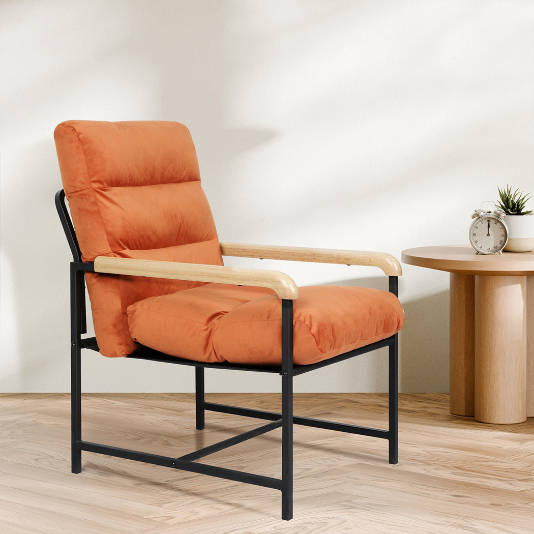 levede-metal-framed-lounge-chair-velvet-in-orange-1996005448892944390