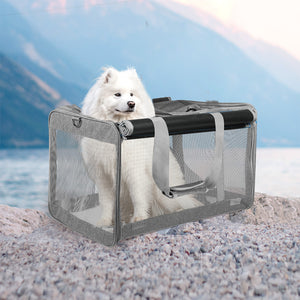 Pawz 3 in 1 Pet Soft Crate Dog Cat Carrier XL Size Grey-1996005445273260038