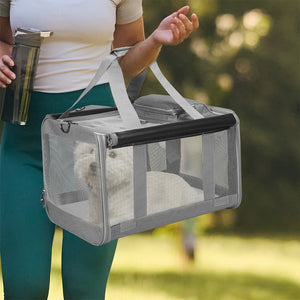 Pawz 3 in 1 Pet Soft Crate Dog Cat Carrier M Size Grey-1996005444912549894