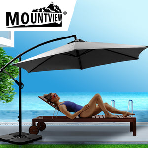 Mountview 3M Outdoor Umbrella Cantilever Grey With Base-1973193986638221318