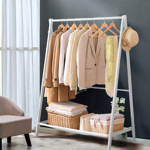 Levede Clothes Rack Wooden Wardrobe White-1973193811576360966