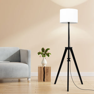 EMITTO Wooden Floor Lamp Modern Tripod Black-1973193957710106630