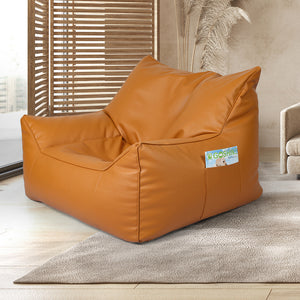 Marlow Bean Bag Chair Cover PU Indoor Brown-1973194022369497094