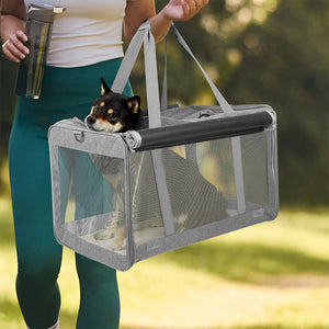 Pawz 3 in 1 Pet Soft Crate Dog Cat Carrier L Size Grey-1996005444564422662