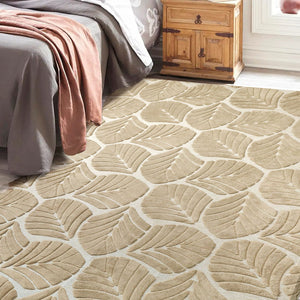 Marlow Floor Rug Soft Embossed Carpet Non Slip Plush Shaggy Rugs Leaf Pattern-1996005379183611910