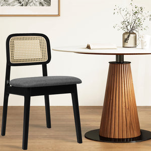 Levede 2x Dining Chair Wood Rattan Armless Black-1996005437912256518