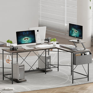Levede Computer Desk Corner Desk Brown-1996005368228089862