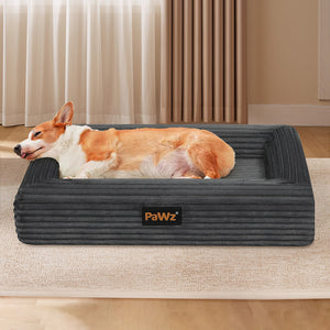 Pawz L Size Orthopedic Dog Bed with Corduroy Removable Cover Waterproof Washable Grey-1996005463325544454