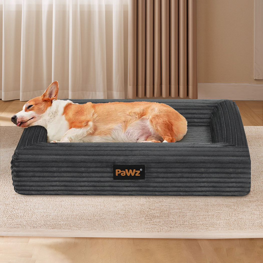 pawz-l-size-orthopedic-dog-bed-with-corduroy-removable-cover-waterproof-washable-grey-1996005463325544454