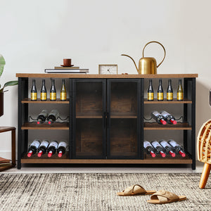 Levede Bar Cabinet Buffet Sideboard Walnut-1975420495033667590