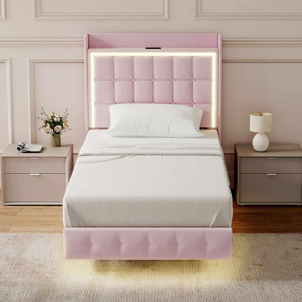 levede-single-floating-bed-frame-led-headboard-usb-pink-1996009956679225350