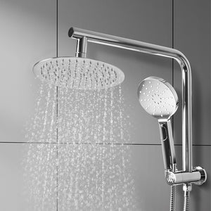 High Pressure Shower Head Set Rain Round Silver-1973194049343066118